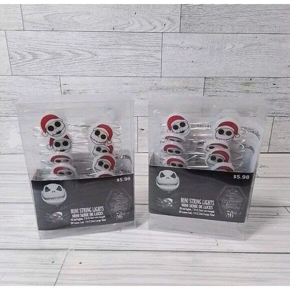2 Jack Skellington Nightmare Before Christmas Mini String 20 LED Lights(Battery) - Picture 1 of 3